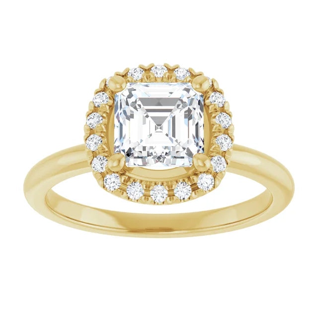 Halo Style asscher diamond engagement Ring for Women