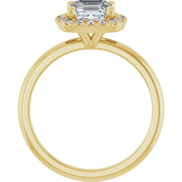 1 CT Halo Style asscher diamond engagement Ring for Women yellow gold showing under gallery
