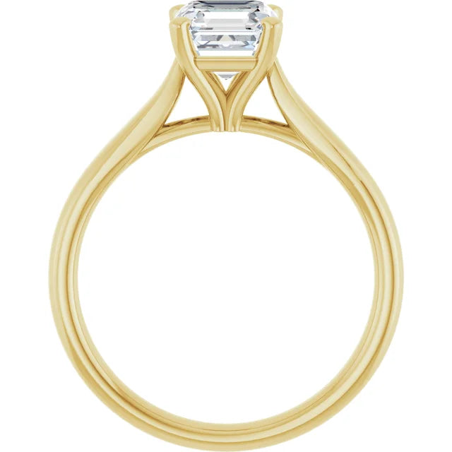 1 CT Asscher Cut Diamond Solitaire Engagement Ring on yellow gold show under gallery