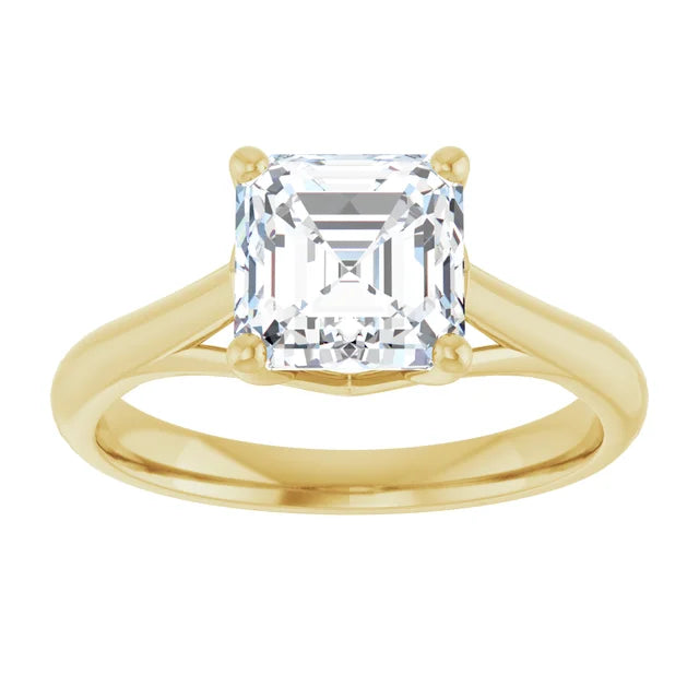 Asscher Cut Solitaire Diamond Engagement Ring for Women