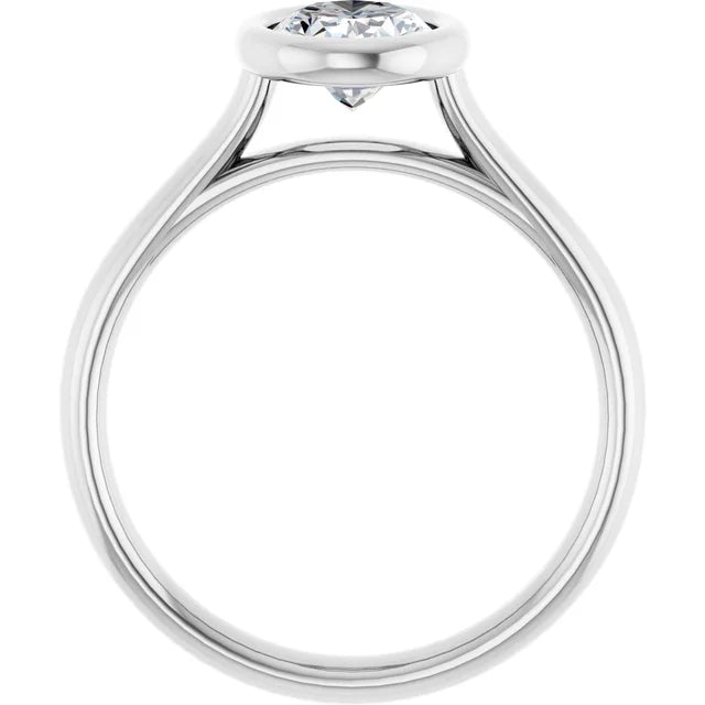 Bezel Set Oval Diamond engagement Ring white gold showing under gallery