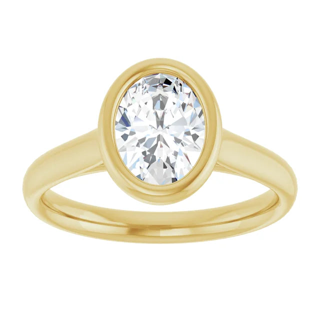 Bezel Set Oval Diamond engagement Ring