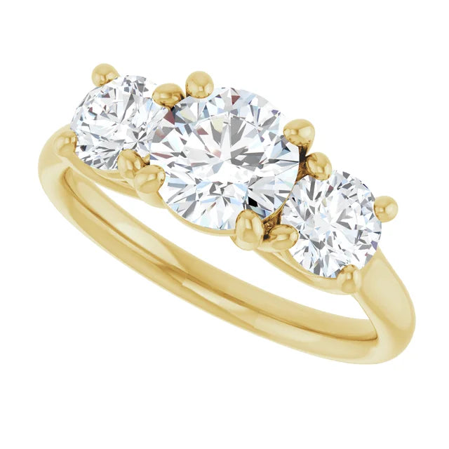 Sideway Picture for Three Stone Round Diamond engagement Ring