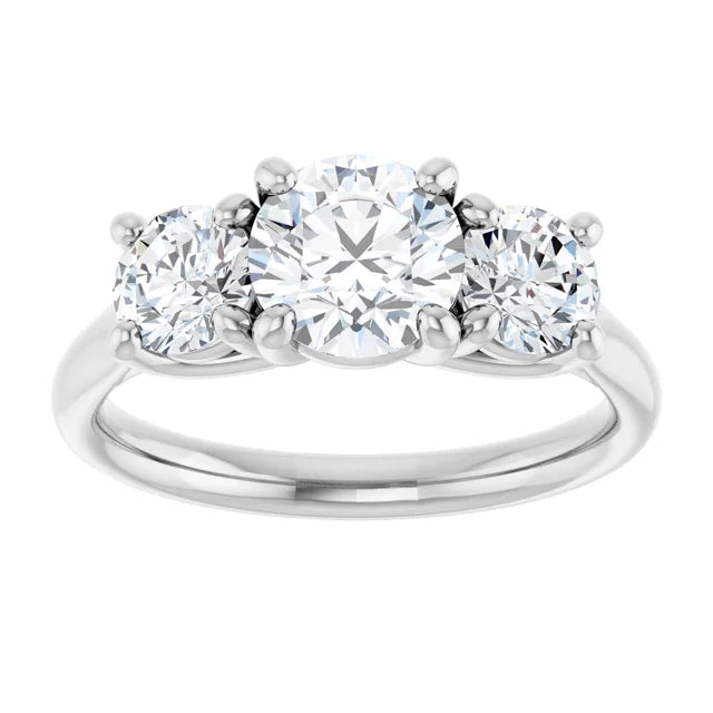 Three Stone Round Diamond engagement Ring in white gold