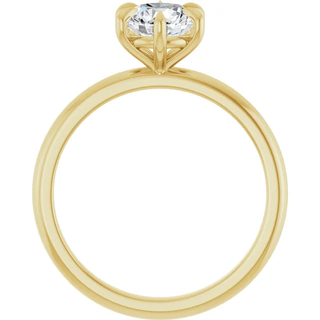 1 CT 6-Prong round solitaire Diamond engagement Ring showing under gallery
