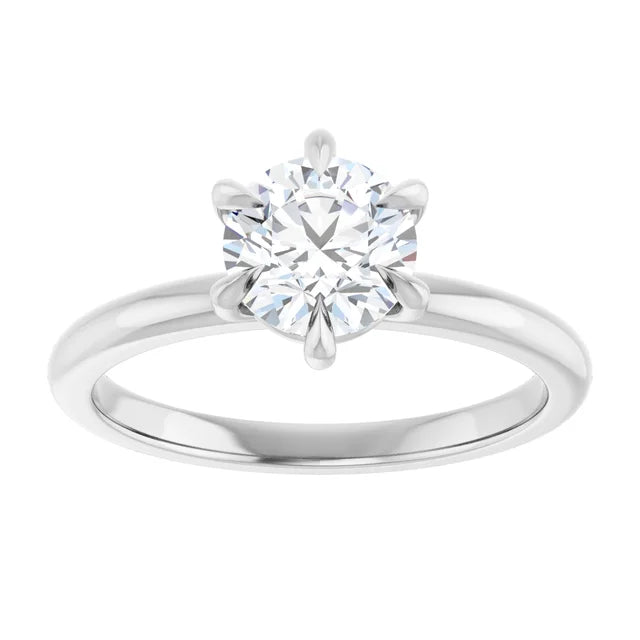 1 CT 6-Prong round solitaire Diamond engagement Ring on white gold