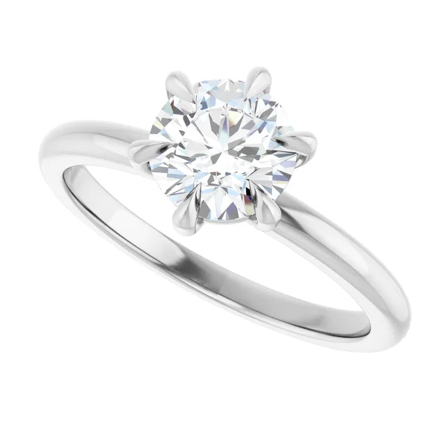1 CT 6-Prong round solitaire Diamond engagement Ring on Platinum