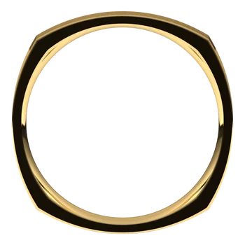 Comfort Fit Square wedding Band for women 14K Yellow gold showing inside