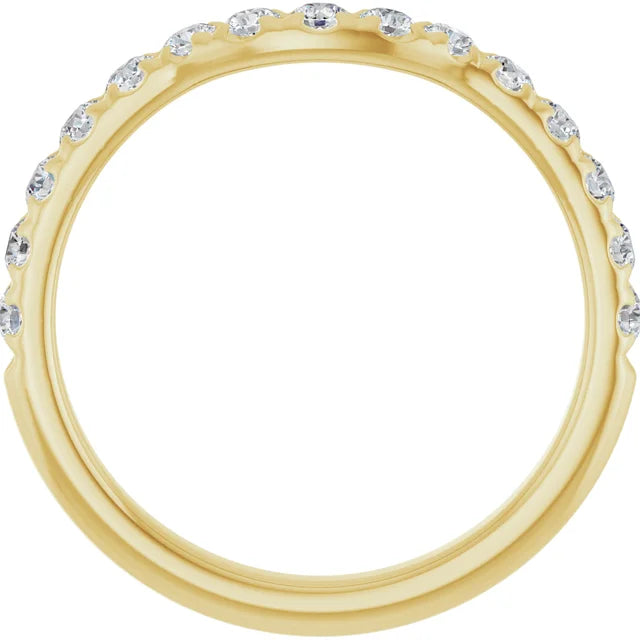 Diamond Contour Band for Women yellow gold showing all stones
