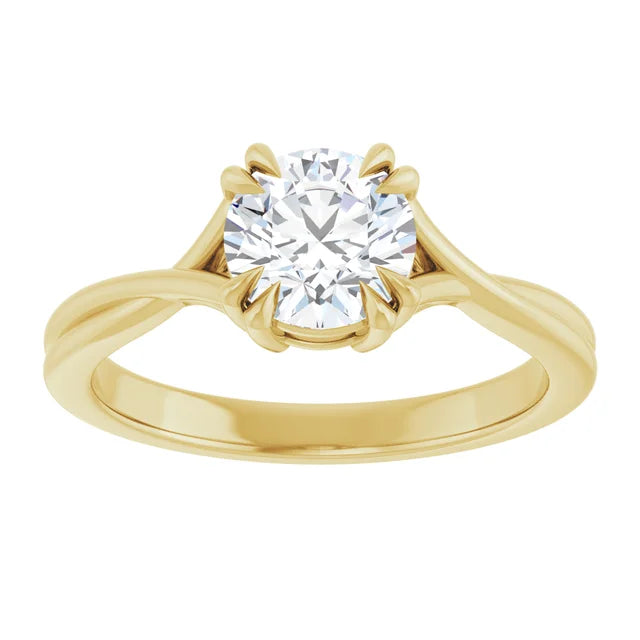 1 CT Double Claw Twisted Shank Round Solitaire Diamond Engagement Ring