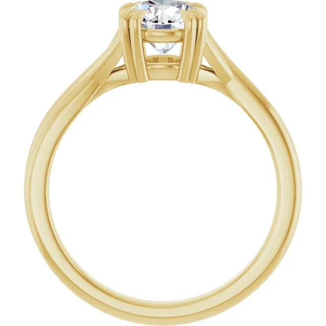 1 CT Double Claw Twisted Shank Round Solitaire Diamond Engagement Ring in Yellow Gold Showing Under Gallery