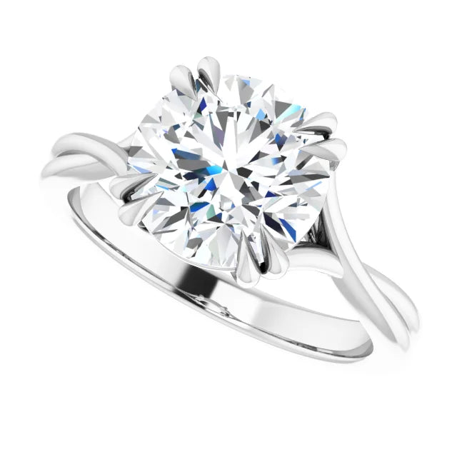 3 CT Double Claw Twisted Shank Round Solitaire Diamond Engagement Ring in Platinum