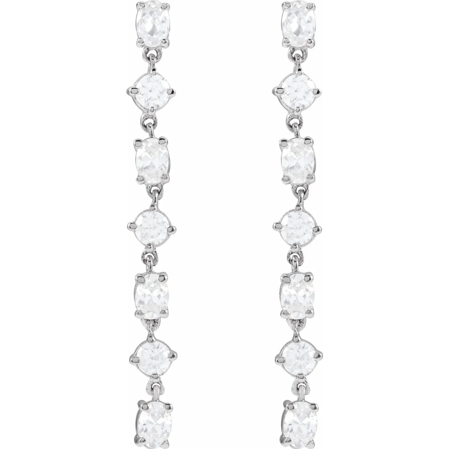 Seven-Stone Lab-Grown Diamond Dangle Earrings White gold