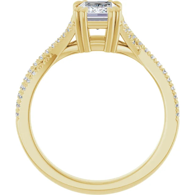 1 CT Assented Shank Emerald solitaire Diamond Engagement Ring for women on yellow gold showing under gallery