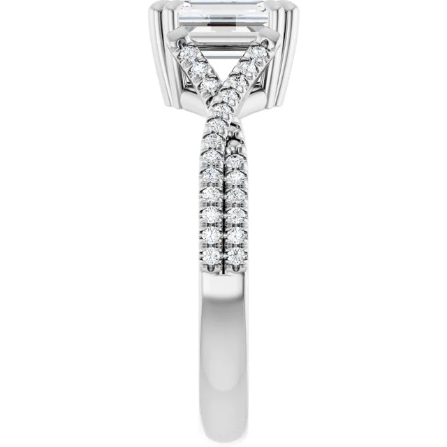 1 CT Assented Shank Emerald solitaire Diamond Engagement Ring for women on white gold showing diamond on the shank