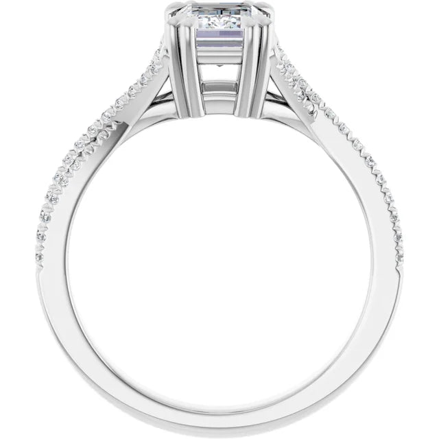 1 CT Assented Shank Emerald solitaire Diamond Engagement Ring for women on white gold showing under gallery