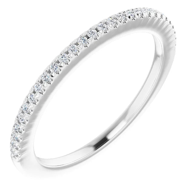 French Set Diamond Wedding band for women white gold sideway picture