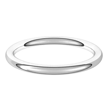 Full Round wedding band for women 14K White gold