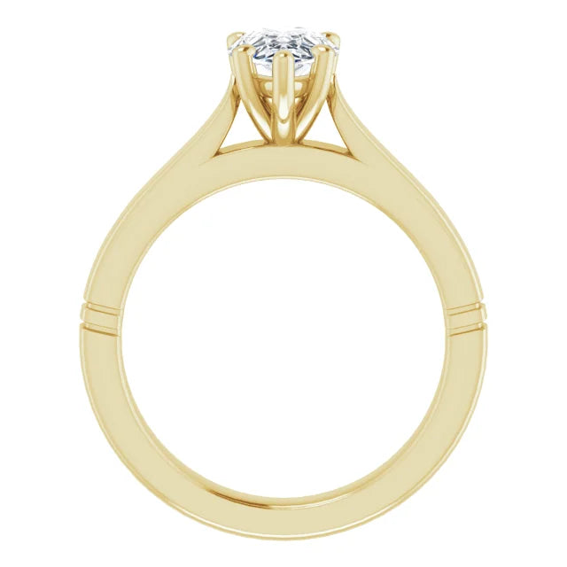 1 CT Pear solitaire Diamond engagement Ring on yellow gold showing under gallery