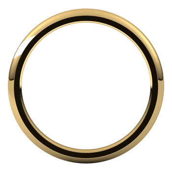Half Round Comfort Fit Classic Wedding Band yellow gold showing from the side