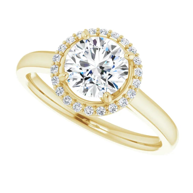 Halo Style Lab Grown Diamond Engagement Ring 14K Yellow Gold Showing details