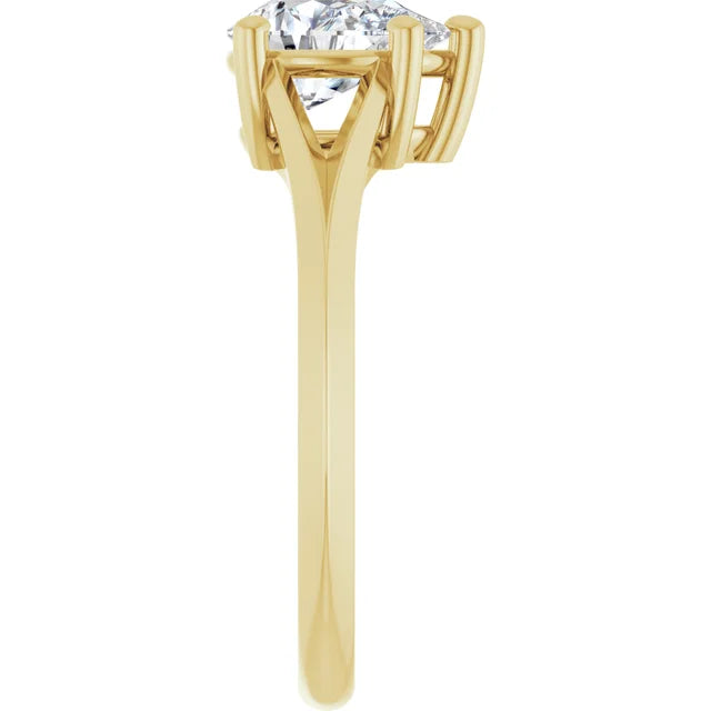1 CT Diamond Pear Solitaire engagement ring for women on yellow gold showing shank