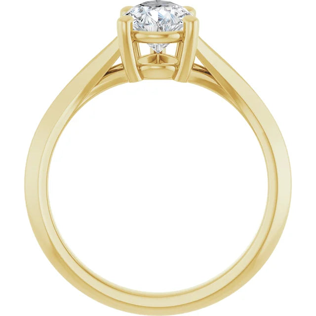1 CT Diamond Pear Solitaire engagement ring for women yellow gold showing under gallery