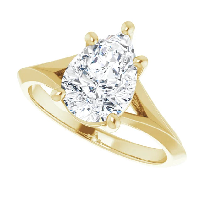 2 CT Diamond Pear Solitaire engagement ring for women sideway picture showing center stone
