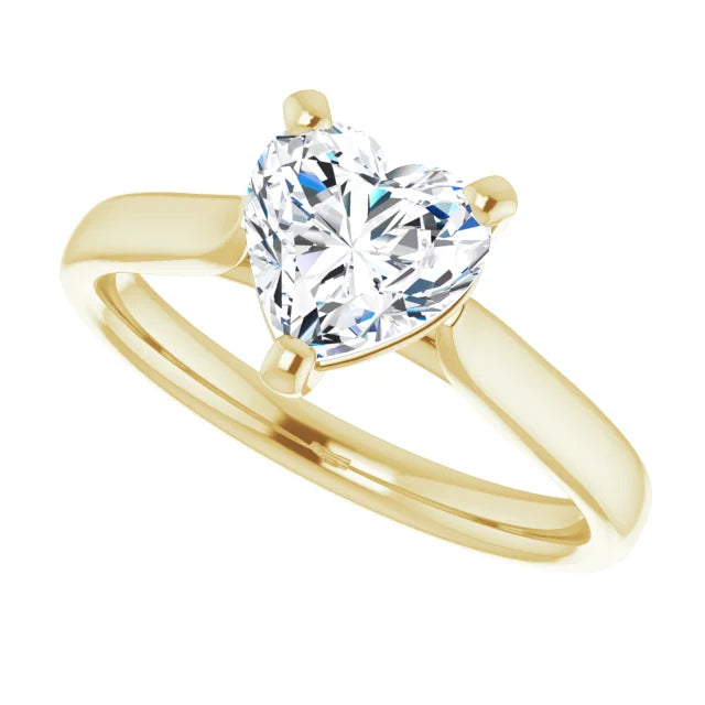 2 CT Heart Shape Diamond Solitaire Engagement Ring For Women sideway picture showing center stone