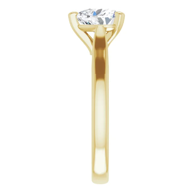 1 CT Heart Shape Diamond Solitaire Engagement Ring For Women yellow gold showing shank from the side
