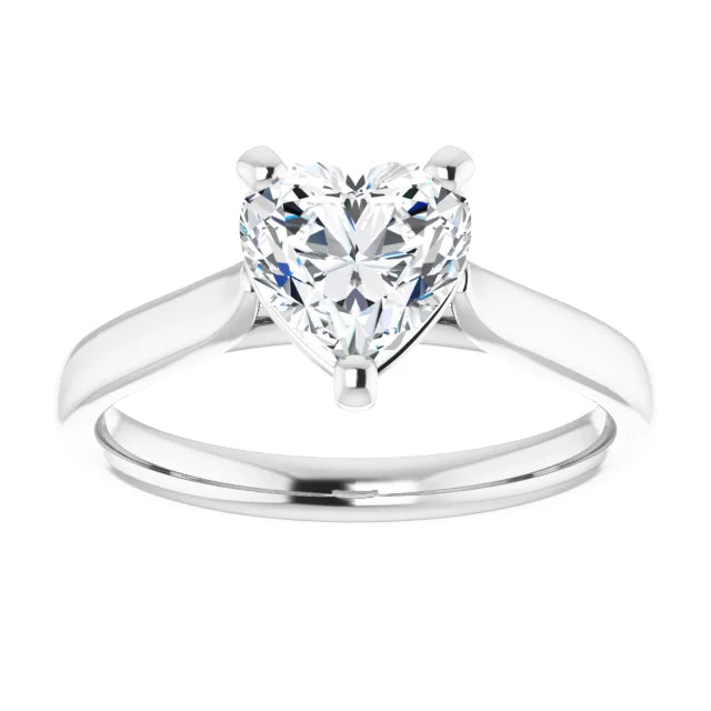 1 CT Heart Shape Diamond Solitaire Engagement Ring For Women white gold