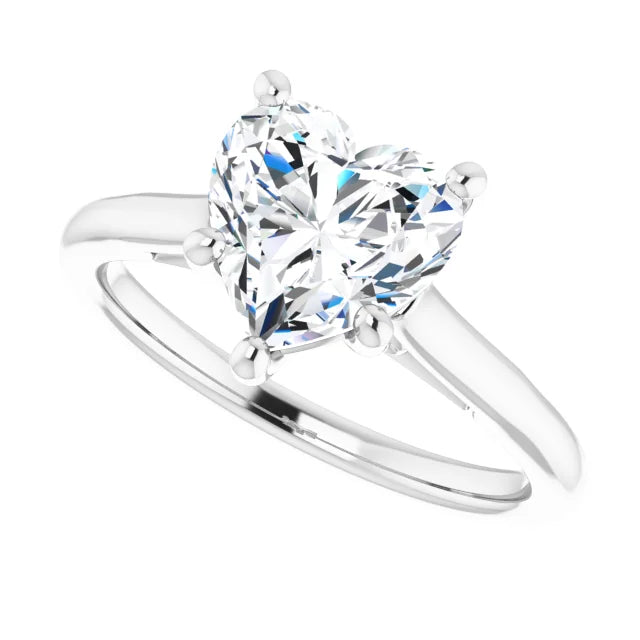 2 CT Heart Diamond solitaire Engagement Ring For women sideway Picture showing center stone