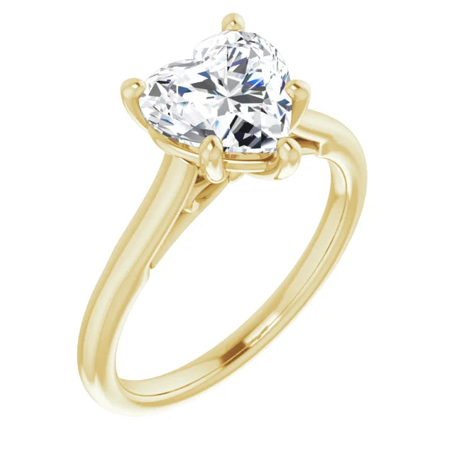 2 CT Heart Diamond solitaire Engagement Ring For women yellow gold picture from the side