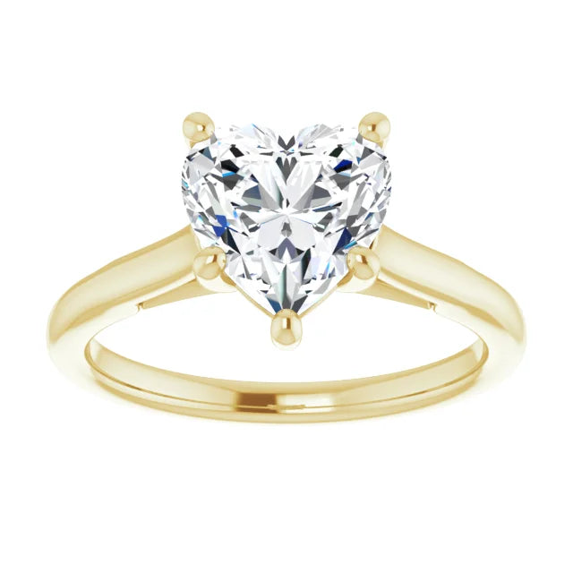 2 CT yellow gold Heart Diamond solitaire Engagement Ring For women
