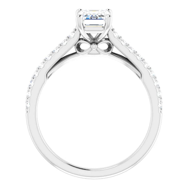 1 CT Infinity Emerald Cut Solitaire Engagement Ring for women on white gold showing under gallery