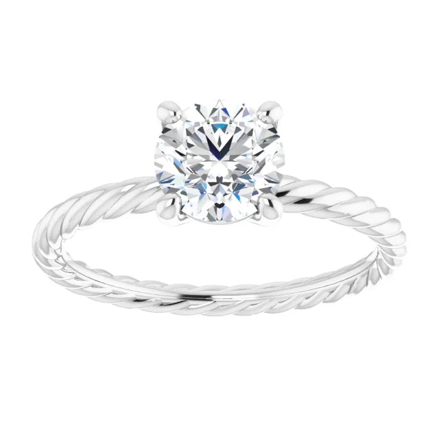 1 CTW Lab Grown Diamond Engagement Ring White gold showing shank details