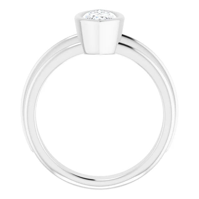 Bezel Set Marquise Cut Diamond Solitaire Engagement Ring for women on white gold showing under gallery