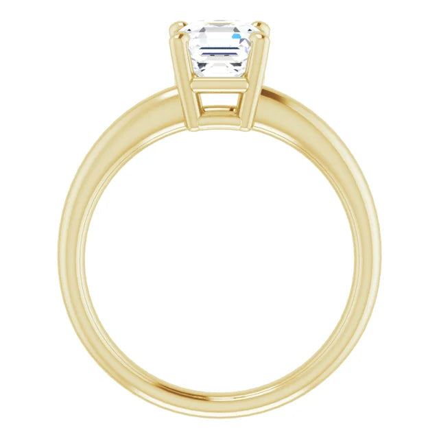 1 CT Asscher Cut Solitaire Diamond Engagement Ring For Women yellow gold showing under gallery
