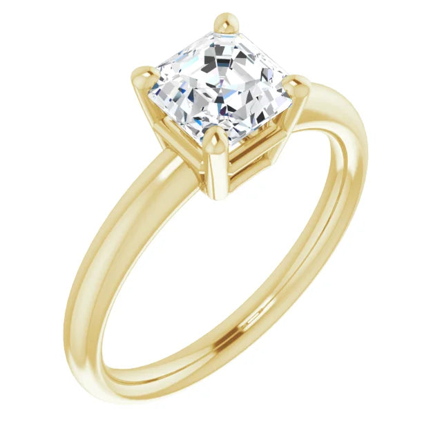 1 Ct Asscher Cut Solitaire Diamond Engagement Ring For Women Sideway picture showing center stone