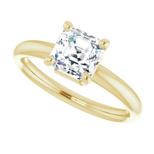 Asscher Cut Solitaire Diamond Engagement Ring For Women sideway picture showing center stone