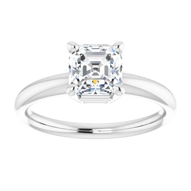 1 CT Asscher Cut Solitaire Diamond Engagement Ring For Women on white gold