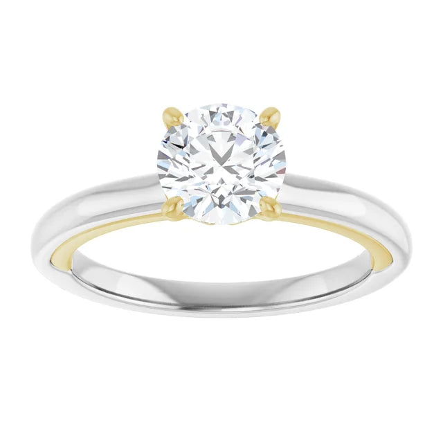Multi Color Lab Grown Solitaire Diamond Engagement Ring White / Yellow Showing Center Stone