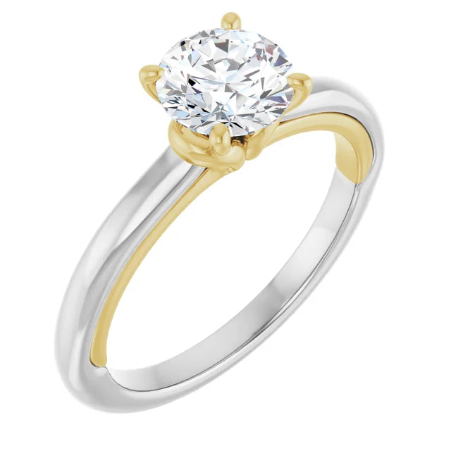 Multi Color Lab Grown Solitaire Diamond Engagement Ring White/ Yellow showing the side