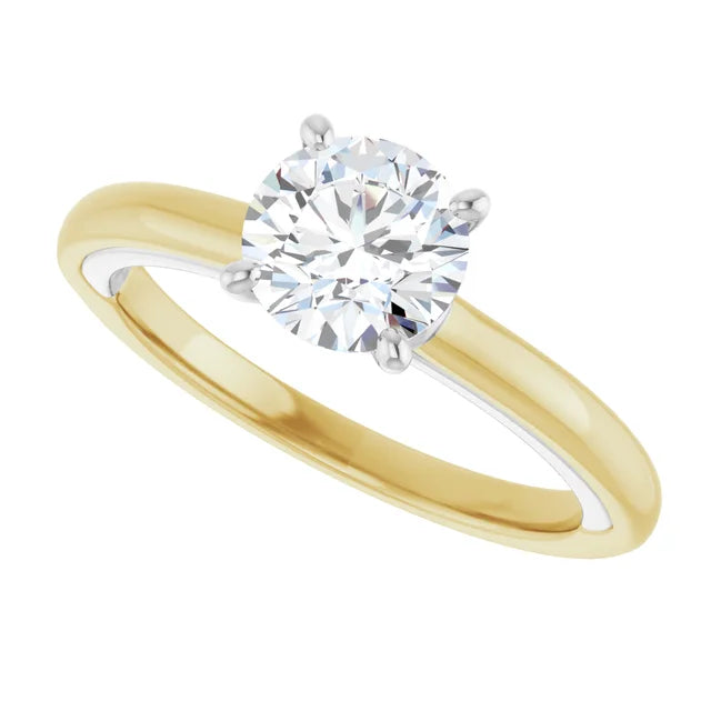 Multi Color Lab Grown Solitaire Diamond Engagement Ring Yellow and White Showing Center Stone