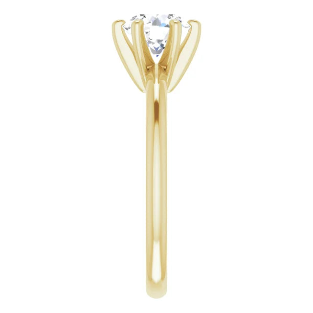 1 CT 6-Prong Diamond Solitaire engagement Ring on yellow gold picture from the side