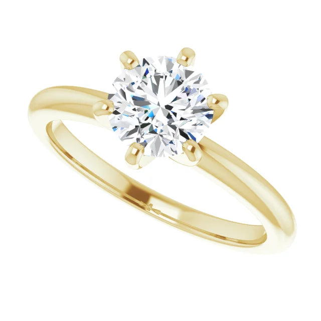 1 CT 6-Prong Diamond Solitaire engagement Ring on Yellow Gold