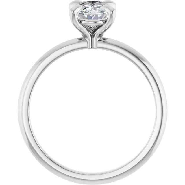 Oval Diamond Engagement Ring white gold showing under gallery