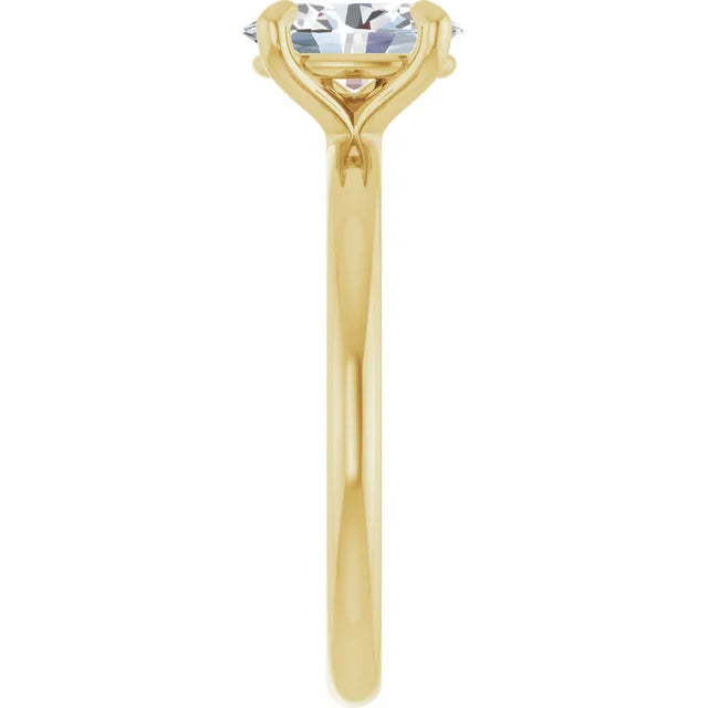 Oval Diamond Engagement Ring yellow gold showing shank from the side