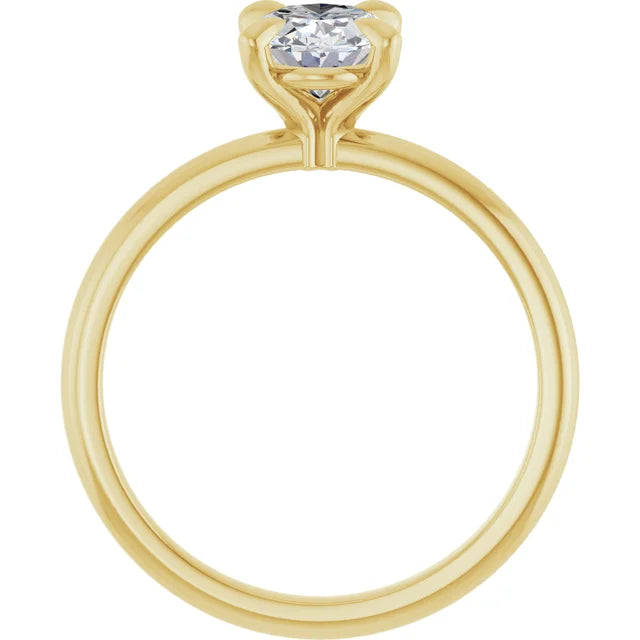 Oval Diamond Engagement Ring yellow gold showing under gallery