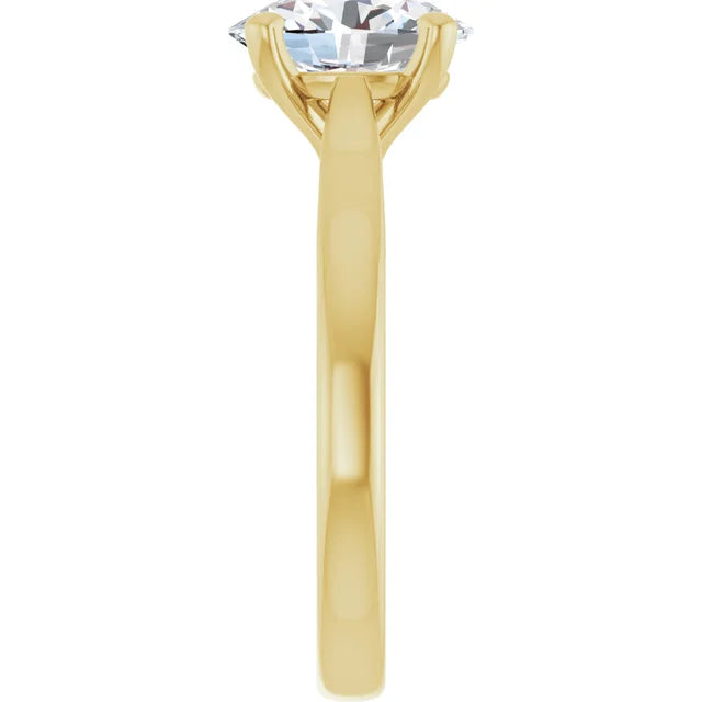 2 CT lab Created Diamond Oval Engagement Ring on yellow gold showing shank